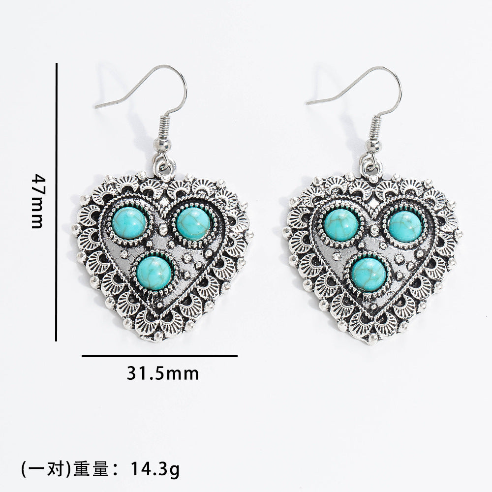 Wholesale 20pcs Bohemian Vintage Turquoise Alloy Earrings
