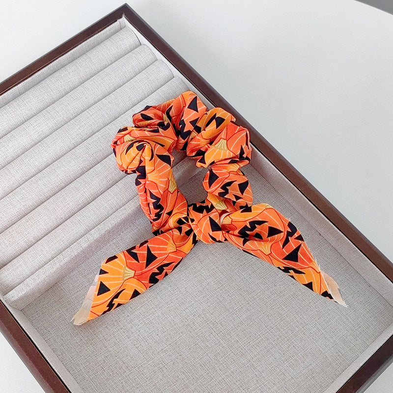 Wholesale Hair Ring Fabric Printing Pumpkin Ghost Bat  Strap
