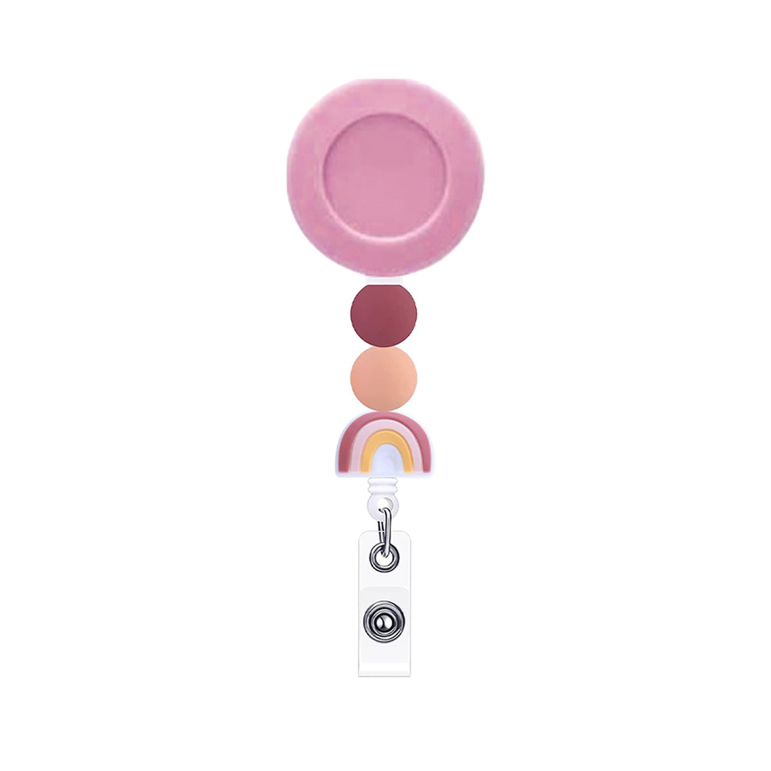 Wholesale Colored ABS Belt Clip Silicone Bead Badge Scroll Extendable Keychain