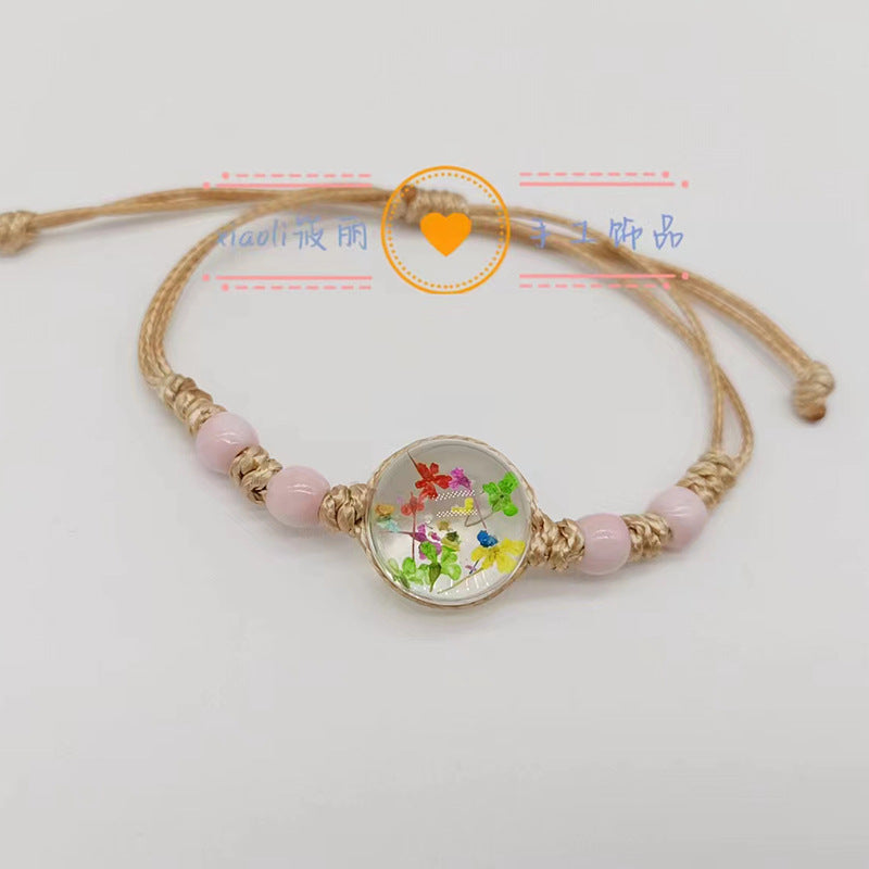 Wholesale Woven Colored Ceramic Beads Natural Real Flower Bracelet