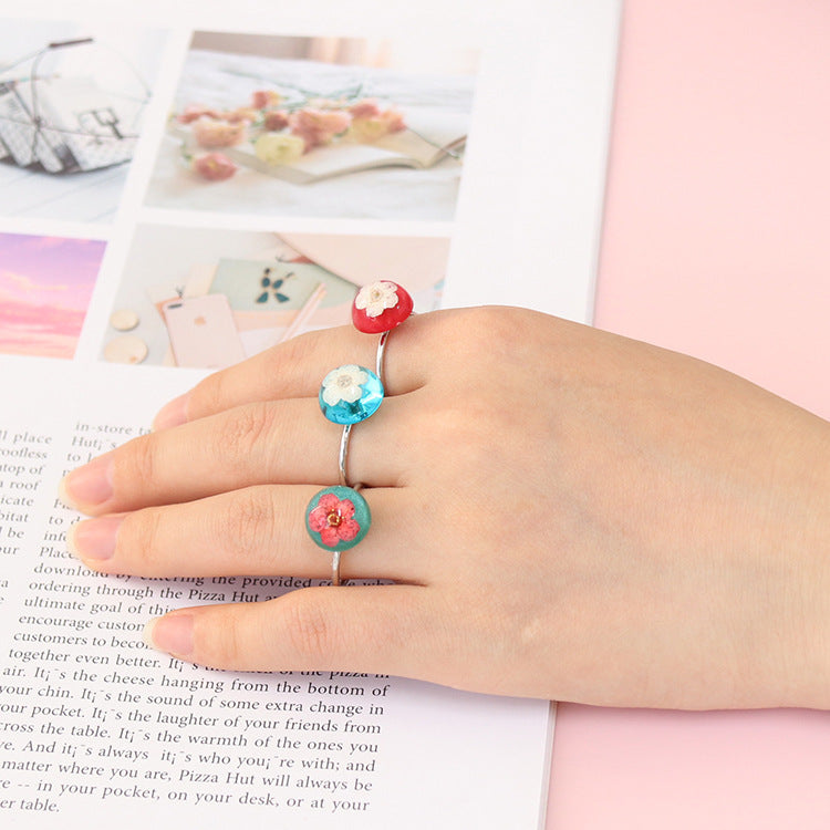 Wholesale 6pcs Dandelion Dried Flower Specimen Ring