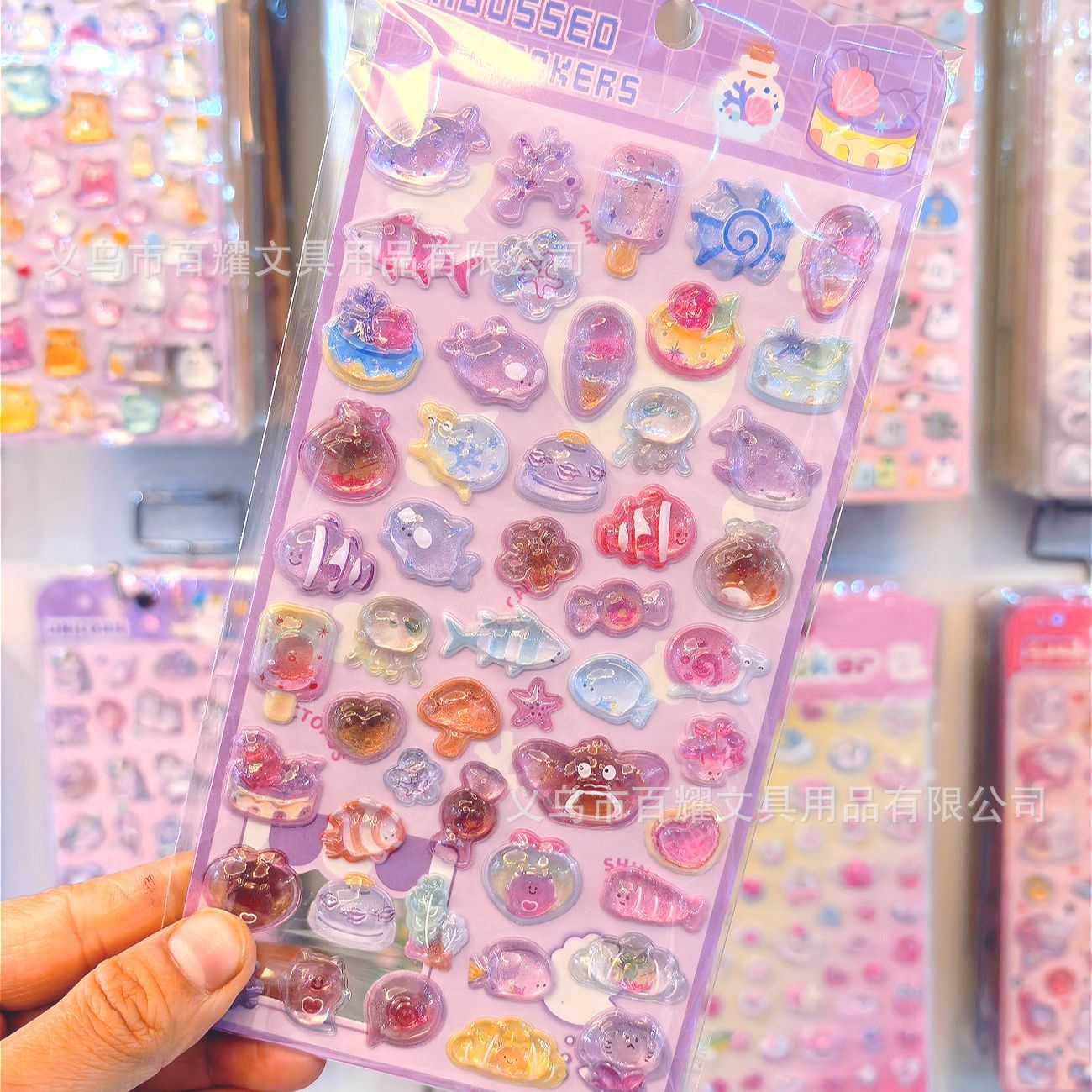 Wholesale Embossed Strawberry Ocean Unicorn Cartoon 3D Stickers  OLY Exclusive