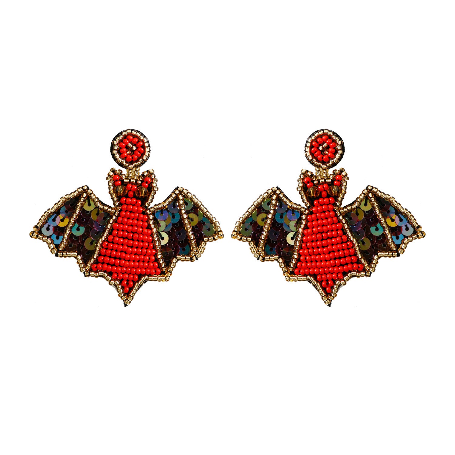 Wholesale Halloween Hat Ghost Creative Rice Bead Pumpkin Bat Exaggerated Earrings