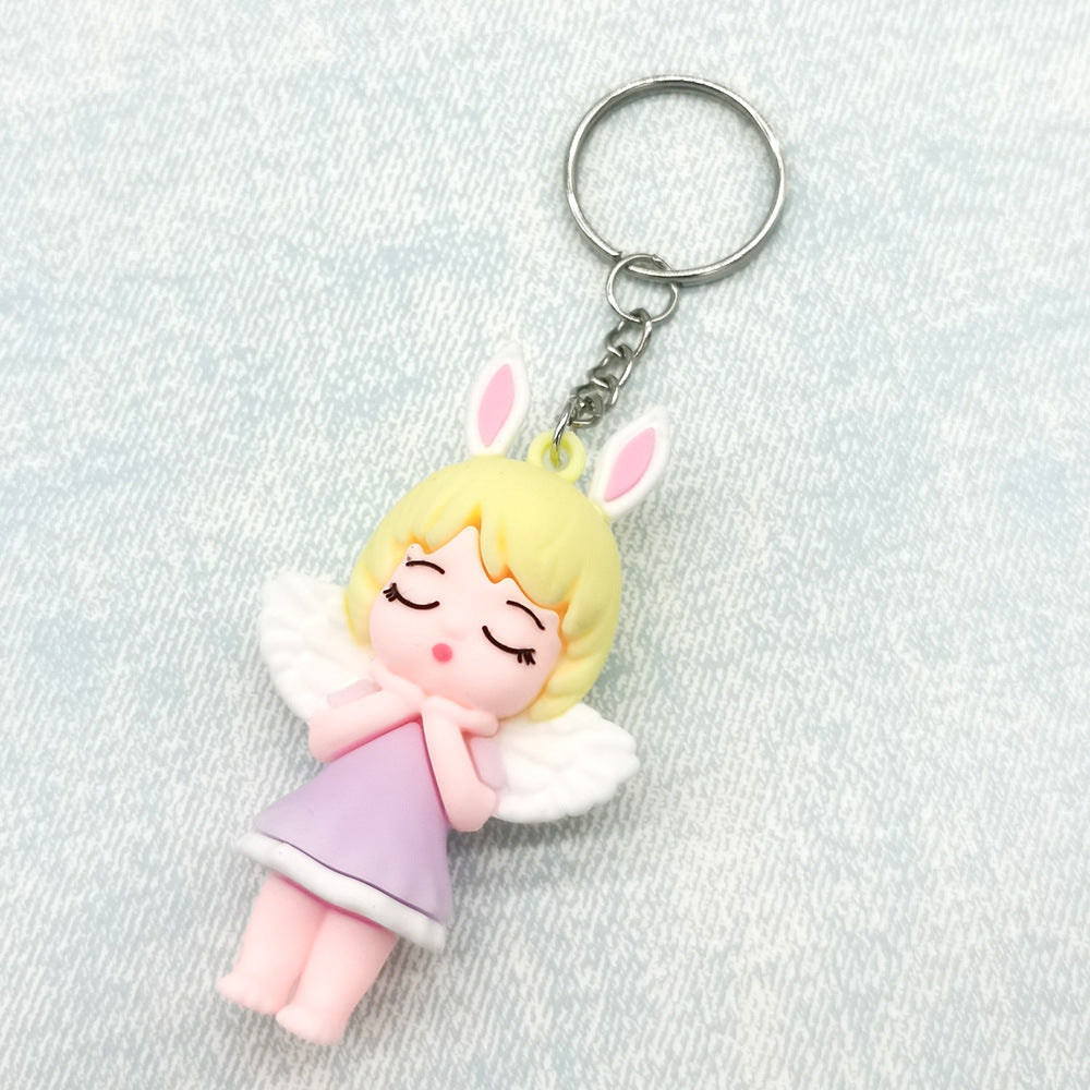 Wholesale Cartoon Angel Rabbit PVC Keychain