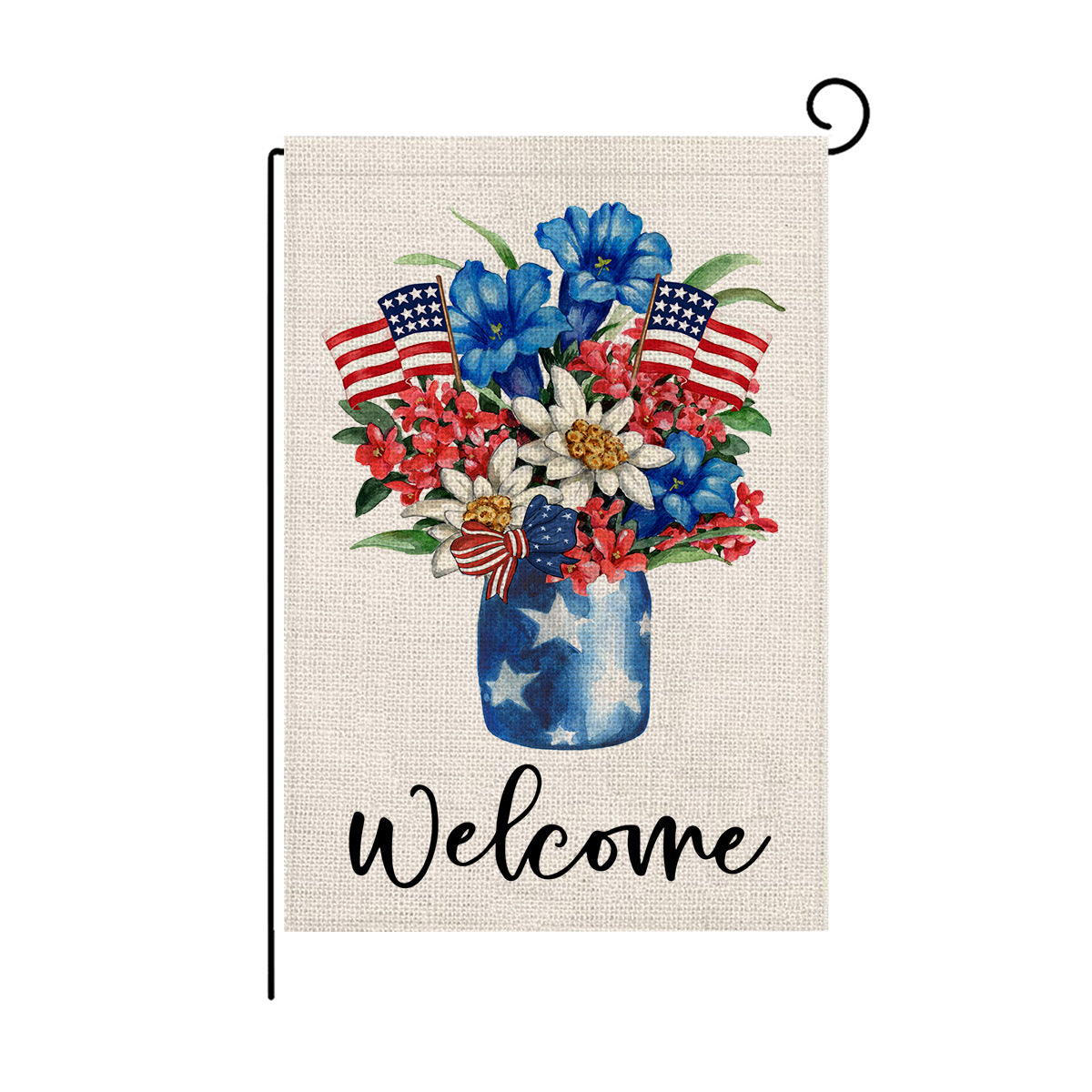 Wholesale Double Sided Garden Flag American Independence Day Linen Print Outdoor Courtyard Decoration Small Flag