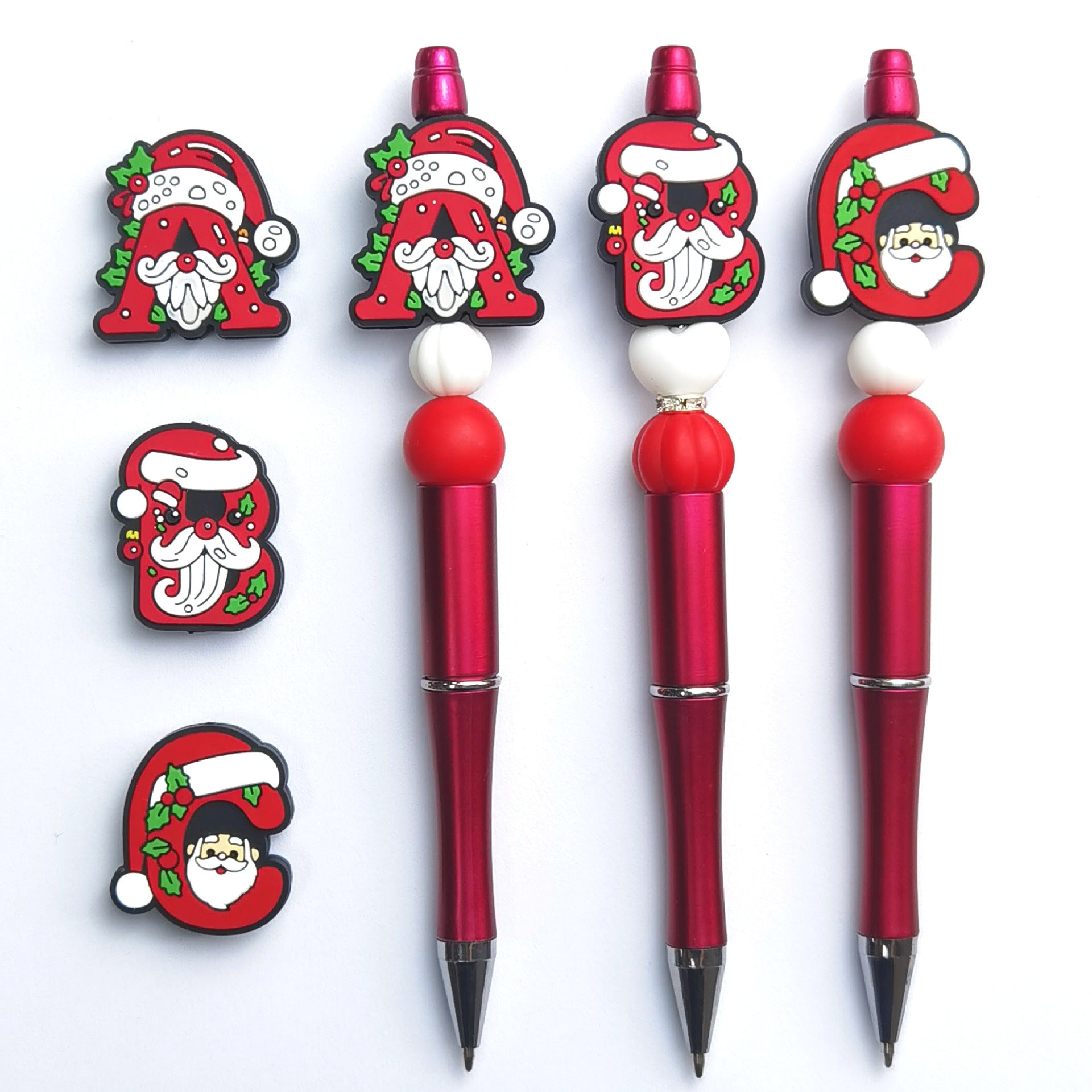 Wholesale 10pcs Christmas Silicone Epoxy ABC Loose Beads Focal Beads