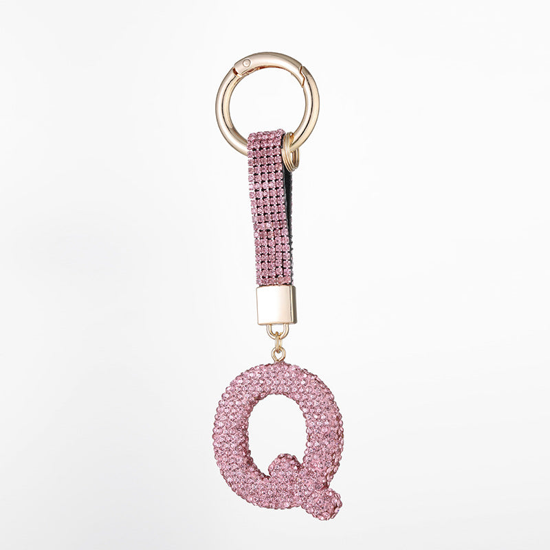Wholesale Pottery Clay Water Diamond Alloy Dot Diamond Letter Keychain