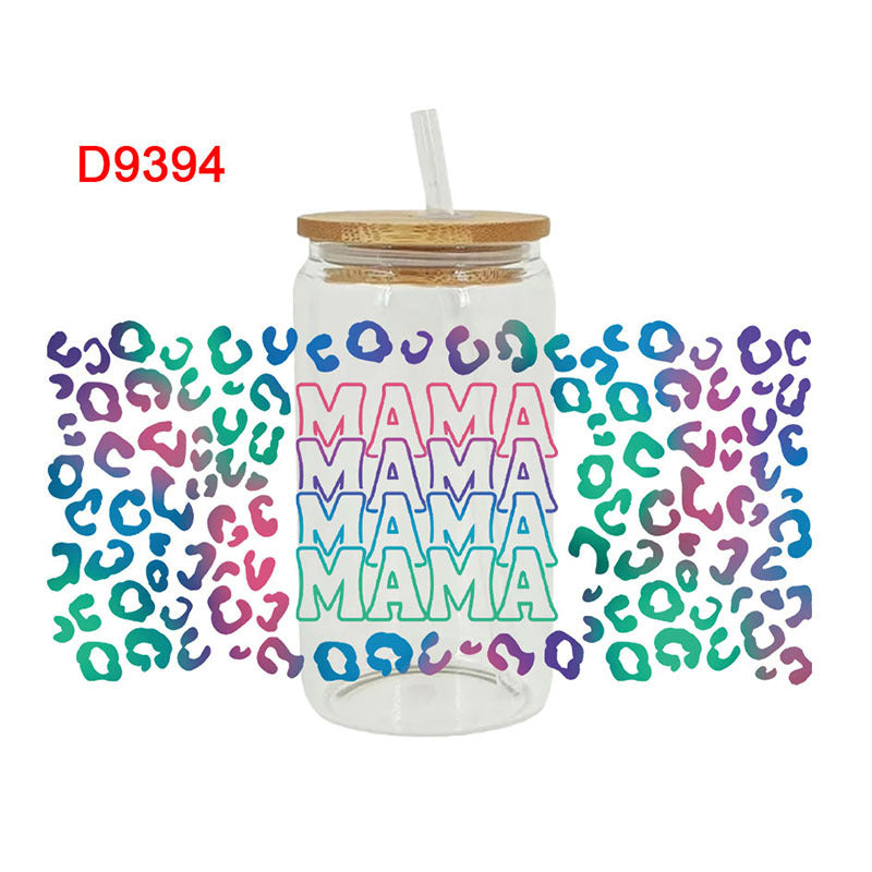 Wholesale Mother's Day Colored Alphabet   16oz Cup UV DTF Wraps