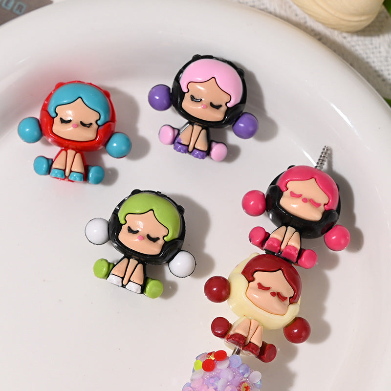 Wholesale 10pcs/pack  Cartoon Sitting Crying Baby Cute Rubber Beads with Holes