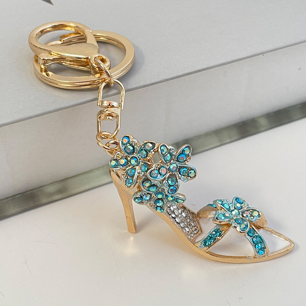Wholesale Colorful diamond high heels car keychain