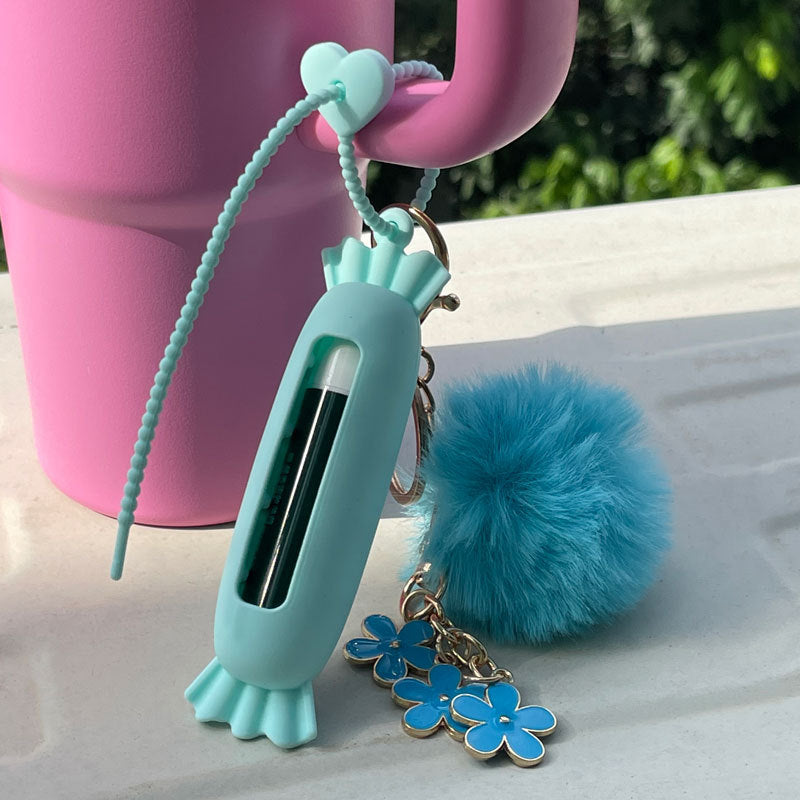 Wholesale Lipstick case silicone protective case bow lipstick bag keychain