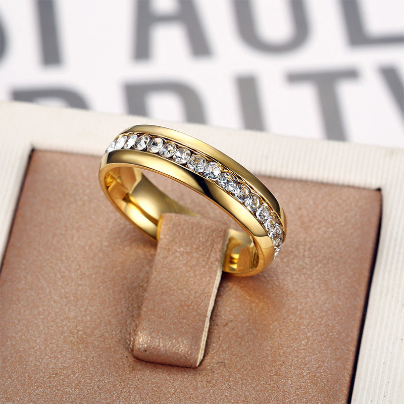 Wholesale Titanium steel gold plated Diamond Women's Ring