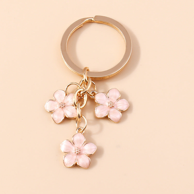 Wholesale Cherry Blossom Metal Keychain Flower Handbag Decoration Pendant Accessories