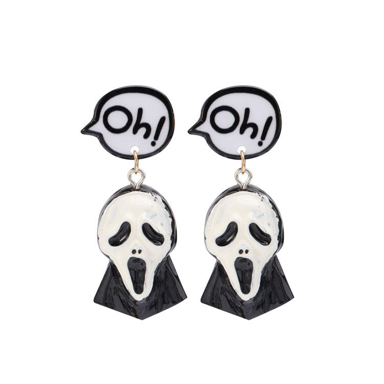Wholesale Handmade Acrylic  Earrings Skull  Web Bat Design Trendy Jewelry Accessory For Party