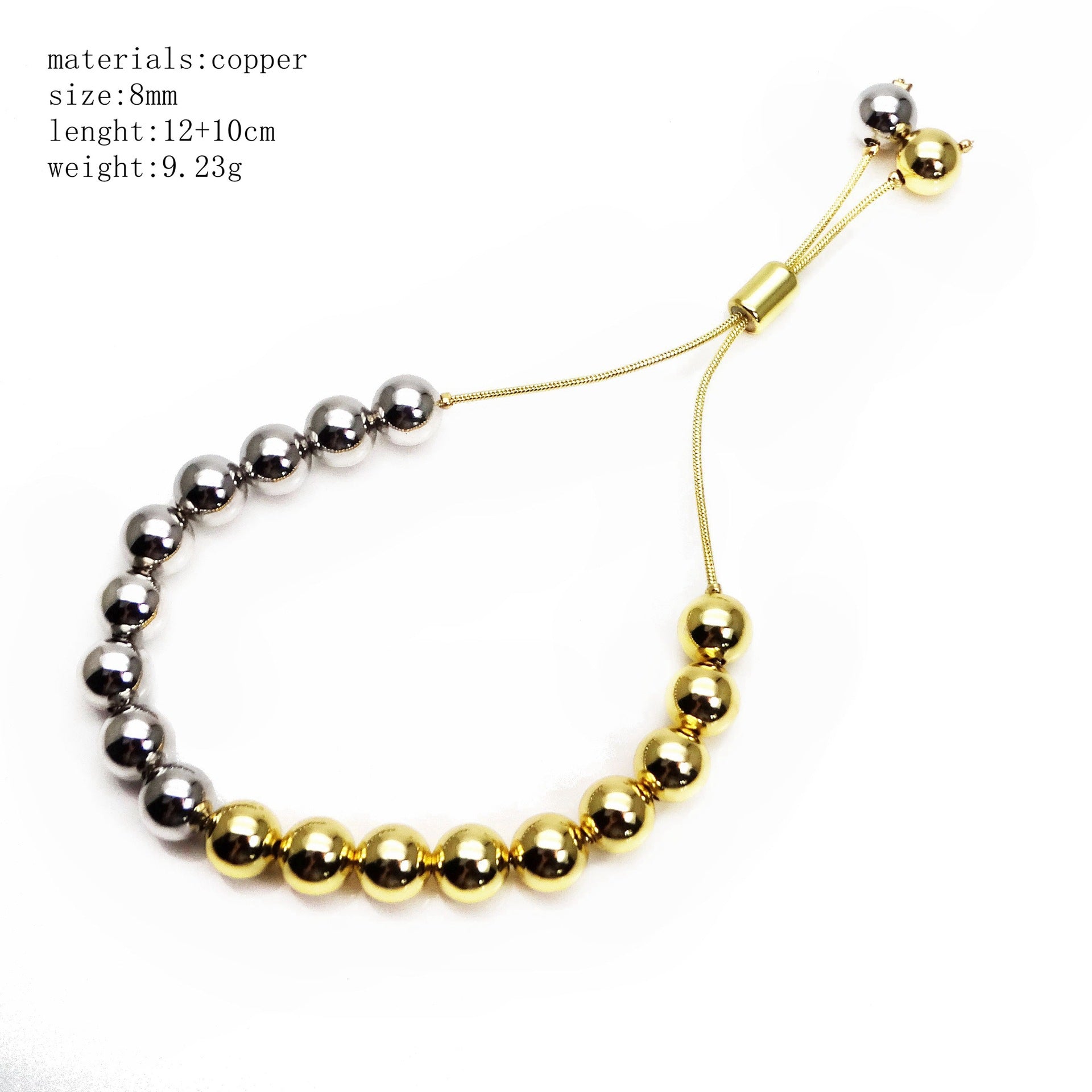 Wholesale Gold-plated Copper 4mm5mm6mm Round Bead Copper Bead Adjustable Bracelet