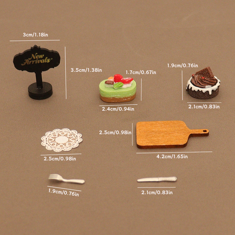 Wholesale Miniature food toy cake tray knife and fork model Doll Accessories