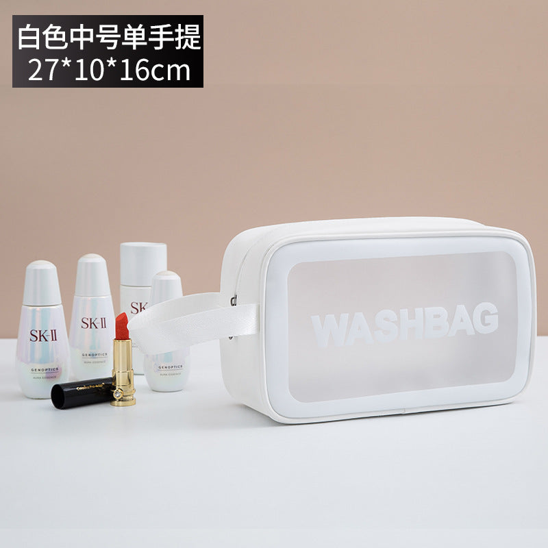 Wholesale Frosted Pu Waterproof Portable Storage Large Capacity Swimming Bag Transparent Cosmetics Pvc Wash Bag