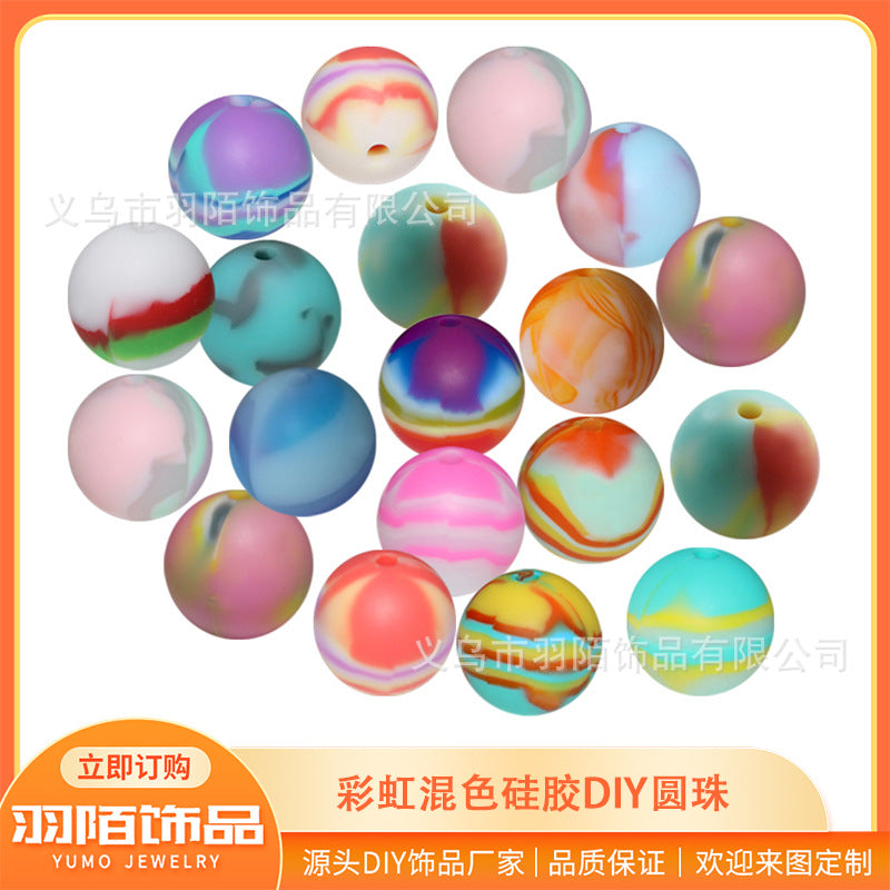 Wholesale 50PCS Rainbow Mixed Color Silicone Balls