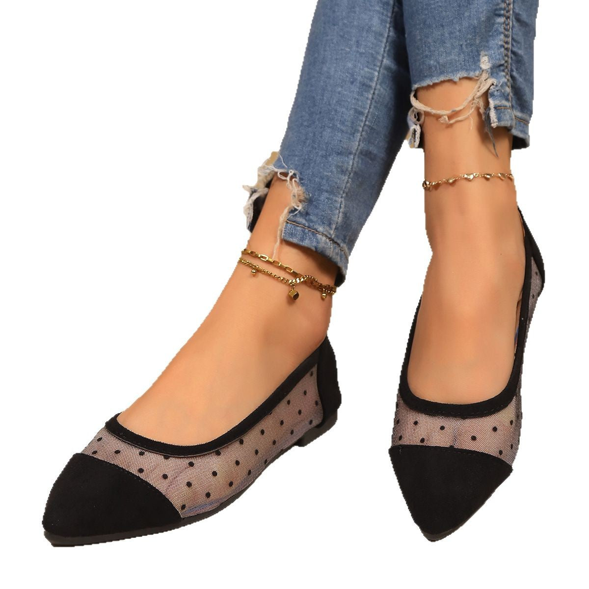 Wholesale Hollow color matching polka dot casual shoes