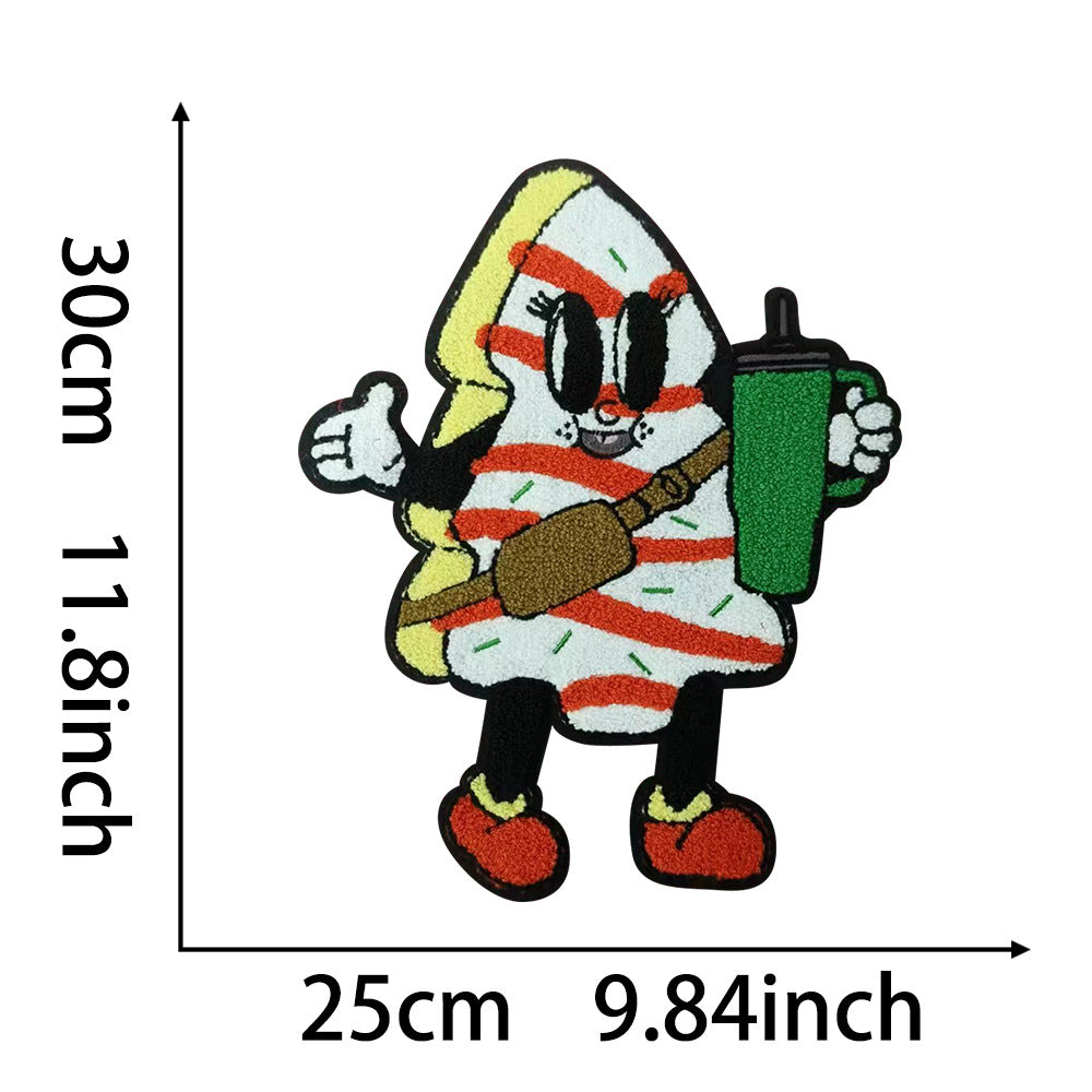 Wholesale Christmas Gingerbread Man Sequin Embroidered Patch Red Green Large Iron On DIY Decorative For Coats
