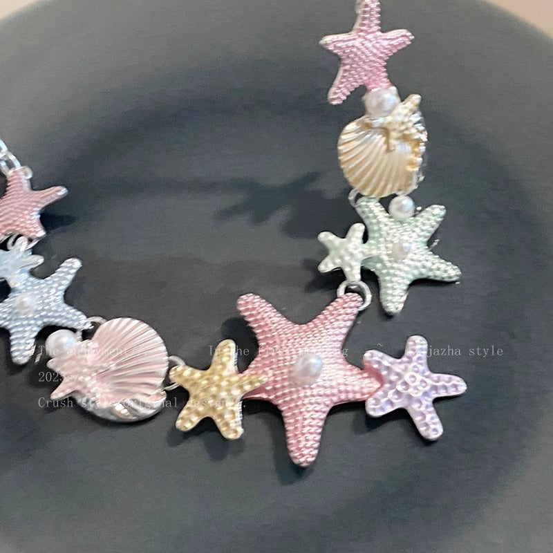 Wholesale Colorful starfish shell necklace clavicle chain accessories