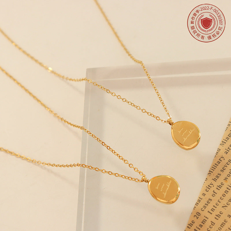 Wholesale Geometric Irregular Oval Letter Titanium Steel Pendant