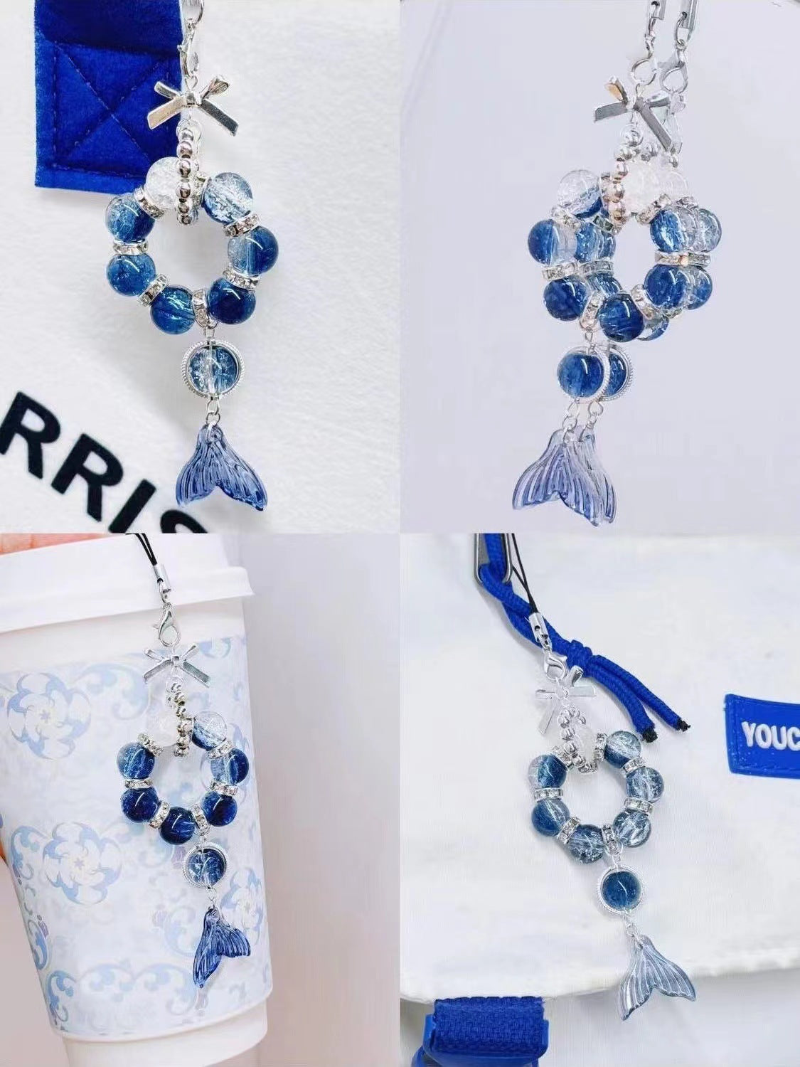 Wholesale Beaded Bow Deep Sea Pendant Keychain