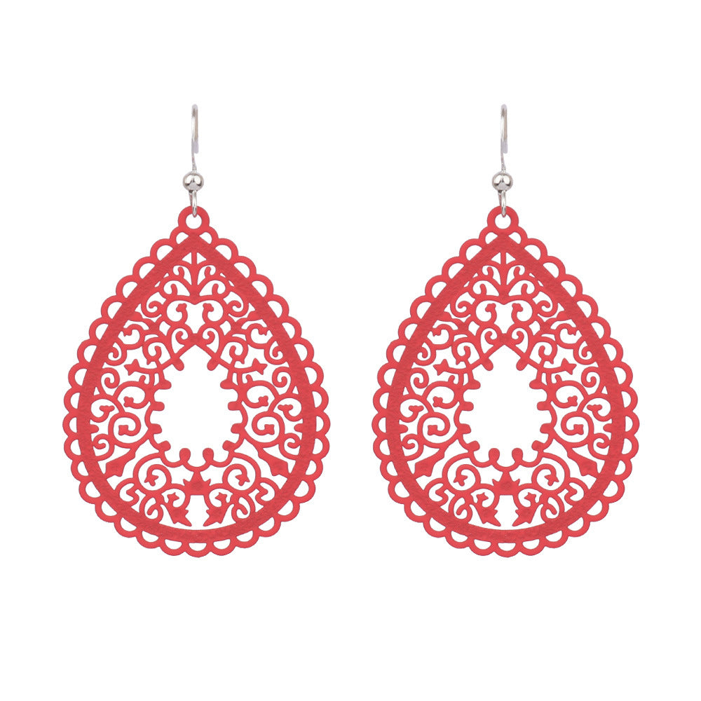 Wholesale Simple Colorful Printed Hollow Water Drop Versatile Earrings