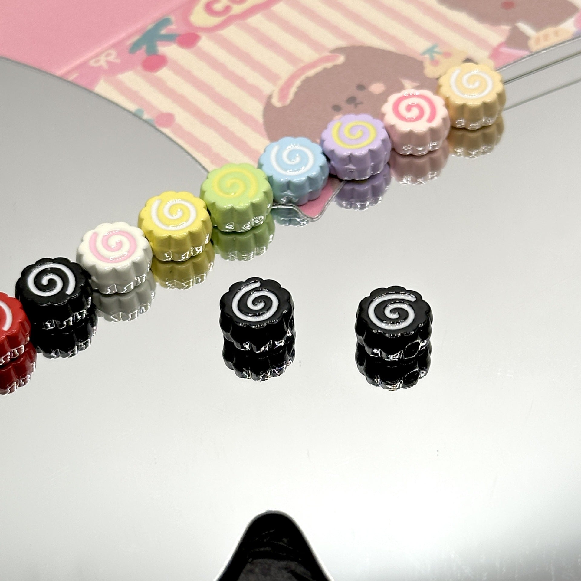 Wholesale 10pcs Cute Colorfulful Shrimp Cakes,  Fish Boards,  Lollipops,  Alloy Beads,  DIY