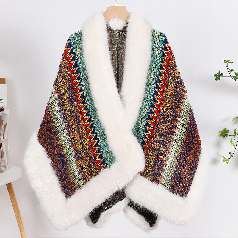 Wholesale Ethnic Style Loose Oversized Contrasting Irregular Cape Scarf