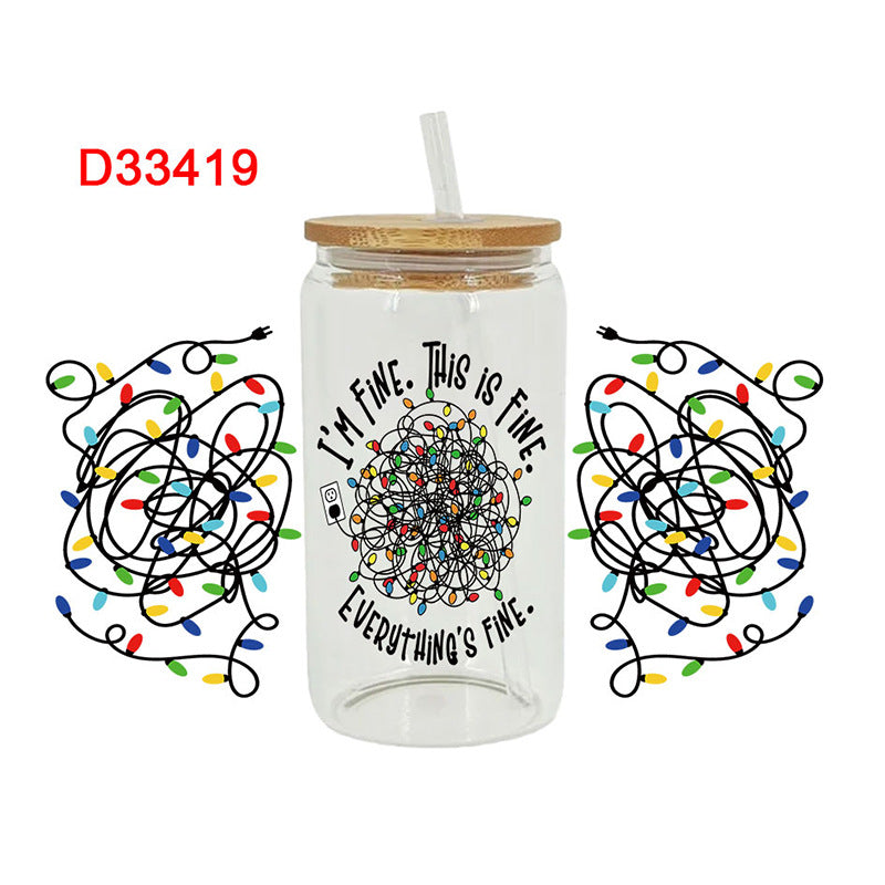 Wholesale Cartoon Christmas Series 16oz Cup UV DTF Wraps