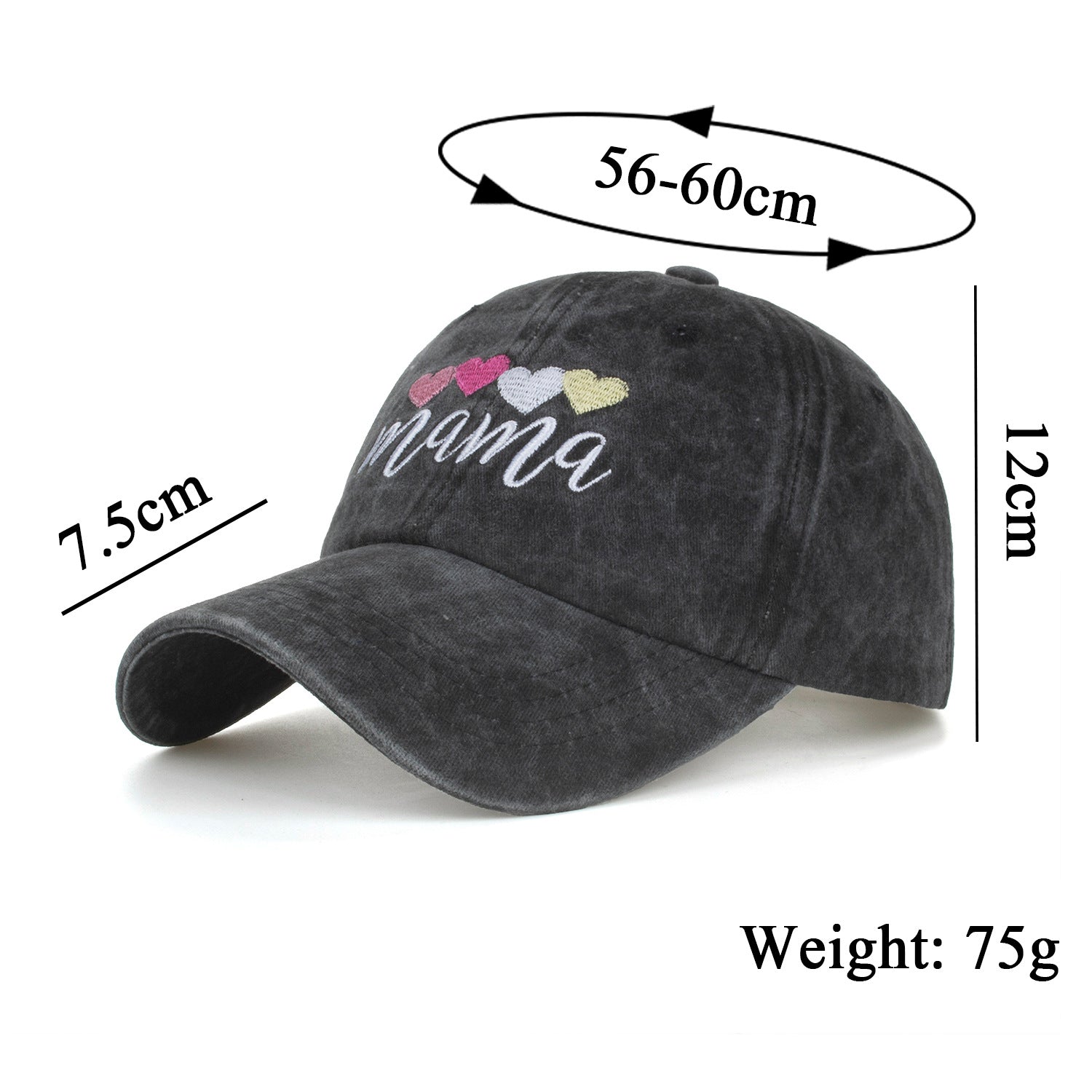 Wholesale Heart Embroidered Double Cross Elastic Net Ponytail Baseball Cap