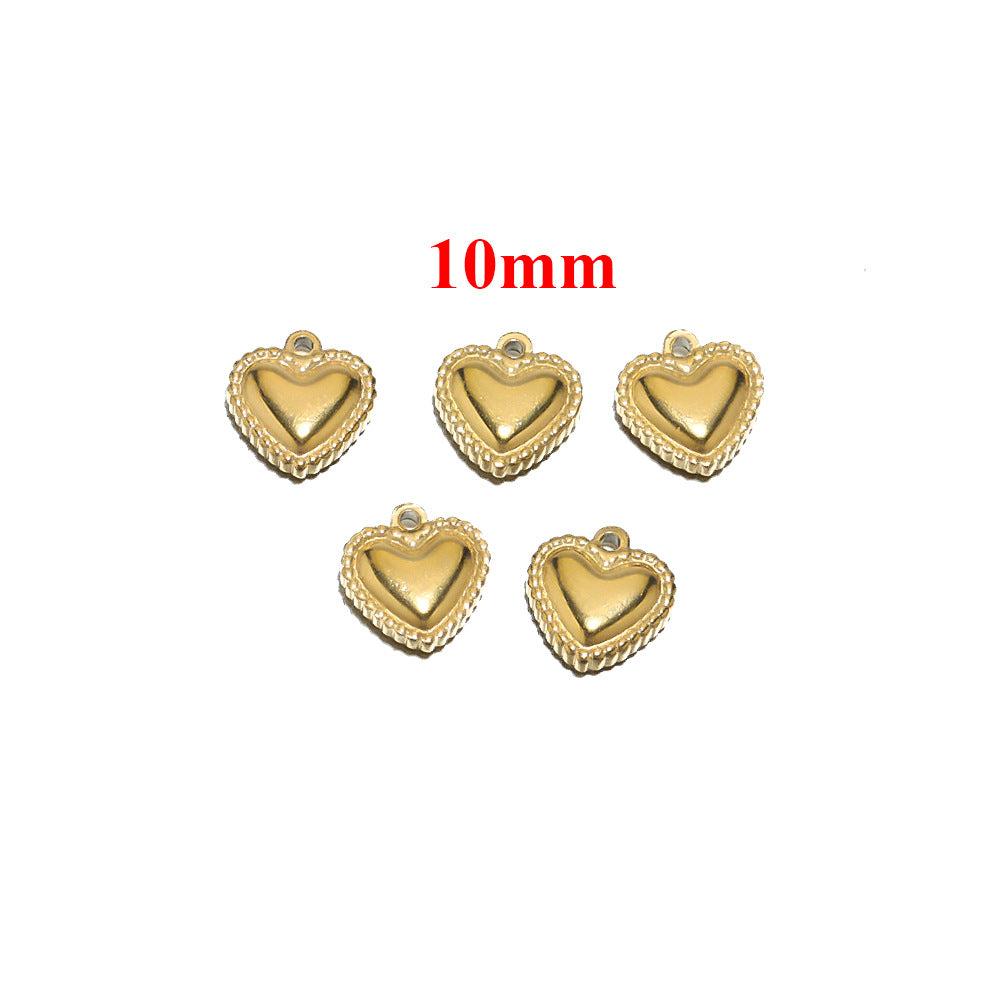 Wholesale 5PCS/PACK Stainless Steel Peach Heart Small Pendant DIY Jewelry Accessories