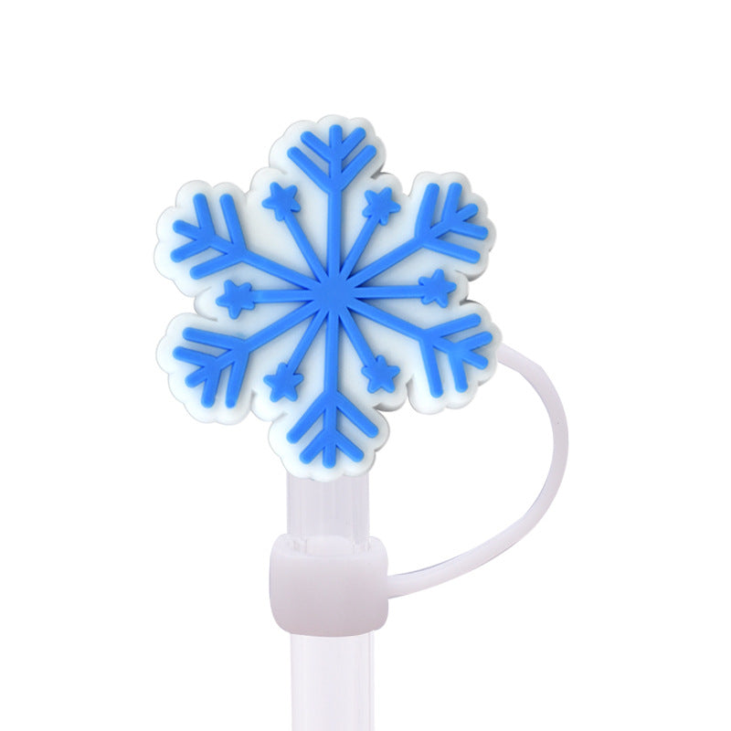 Wholesale Random 100pcs  snowflake  dust plug straw hat creative DIY cup straw accessories