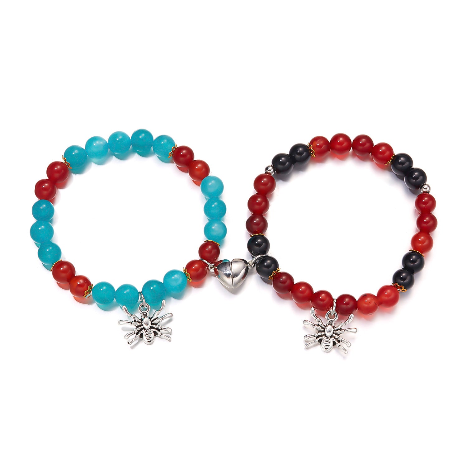 Wholesale Halloween Spider Heart Magnetic Elastic Adjustable Beaded Bracelet