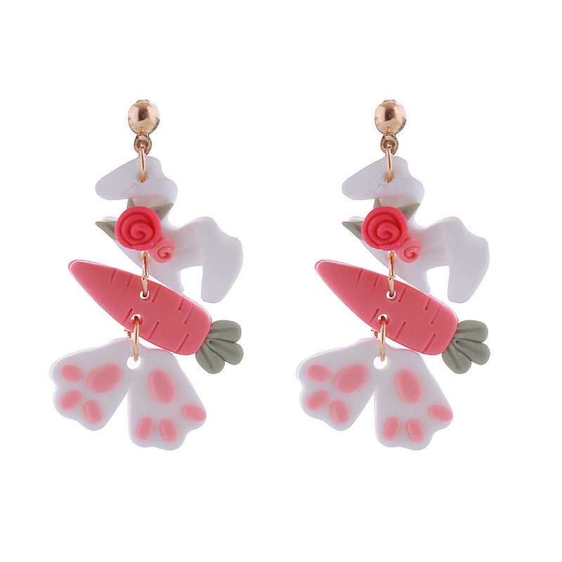 Wholesale Easter Cute Rabbit Easter Egg Carrot Earrings