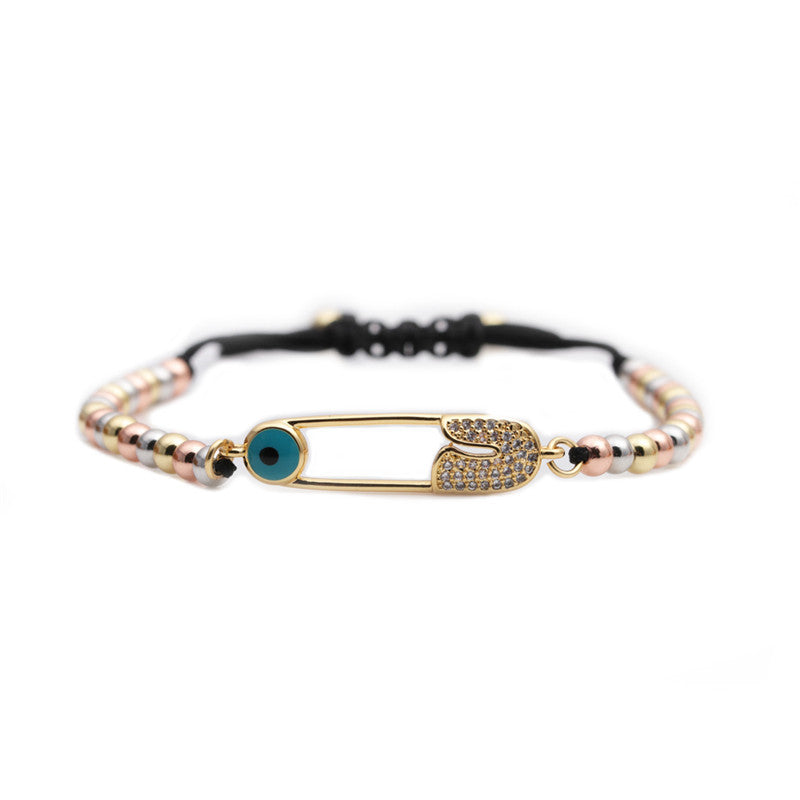 Wholesale Zircon Paper Clip Copper Bracelet