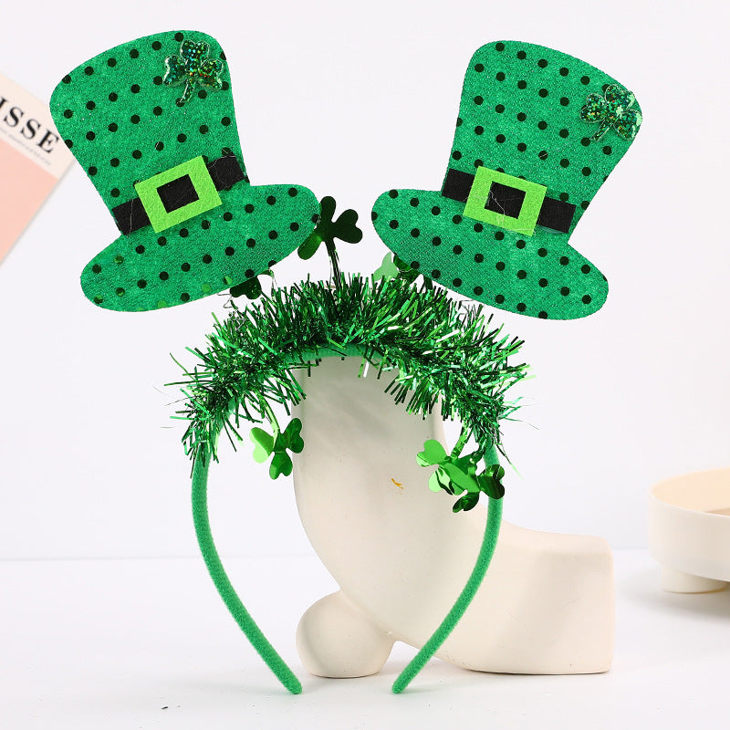 Wholesale St.  Patrick' s Day Green Clover Hat Headband
