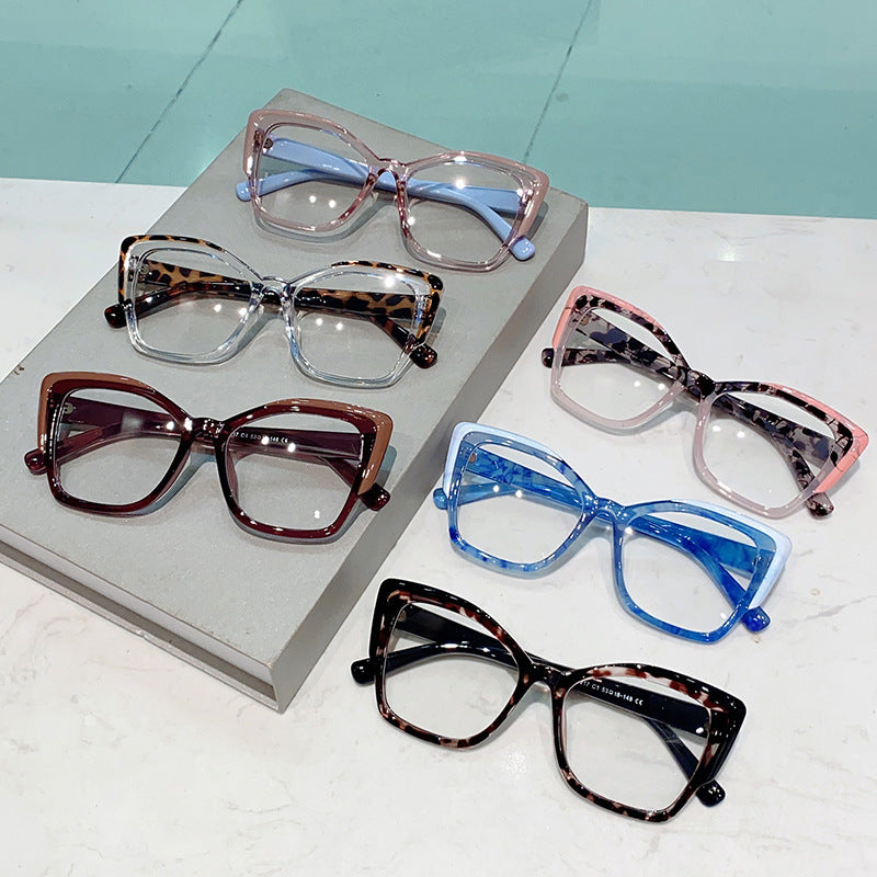 Wholesale Cat-eye personalized contrast color high-end anti-blue light glasses