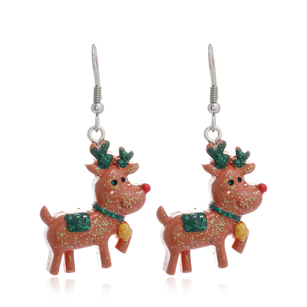 Wholesale Santa Claus Elk Snowflake Resin Earrings