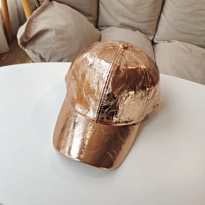 Wholesale Bright Color Baseball Caps Pu Leather Peaked Caps Hip-Hop  Trendy Hats