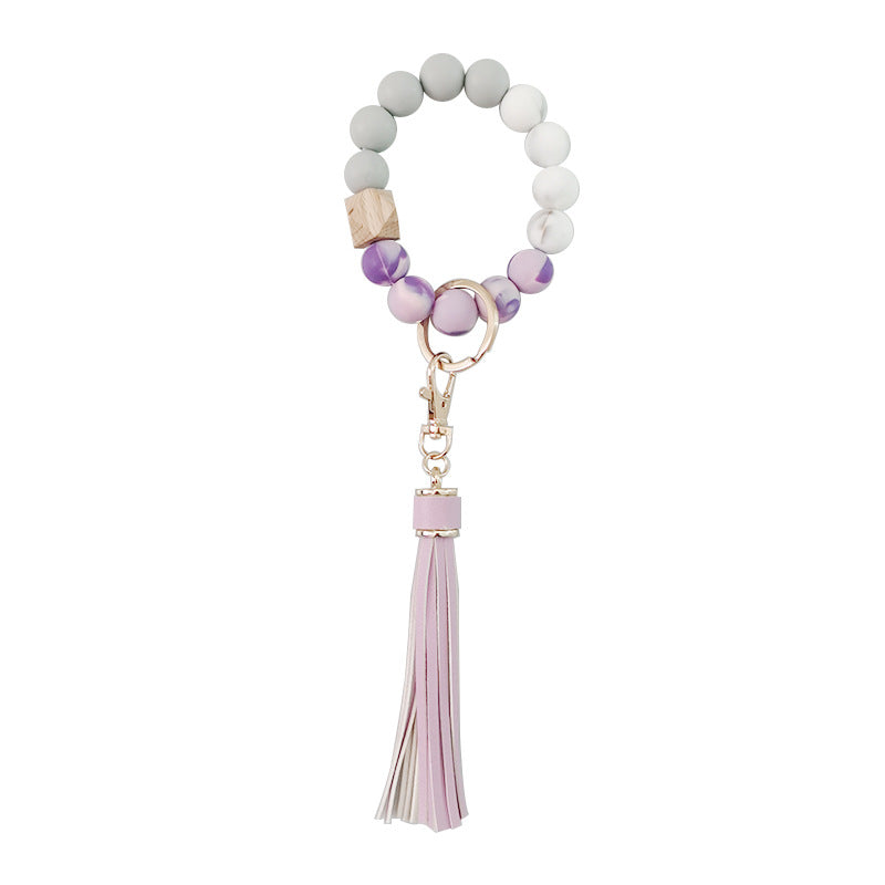 Wholesale Tassel Wood Beads Silicone Beads Wrist Keychain