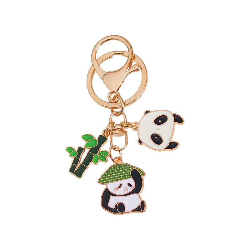 Wholesale of Chinese Style Panda Bamboo Metal Keychains