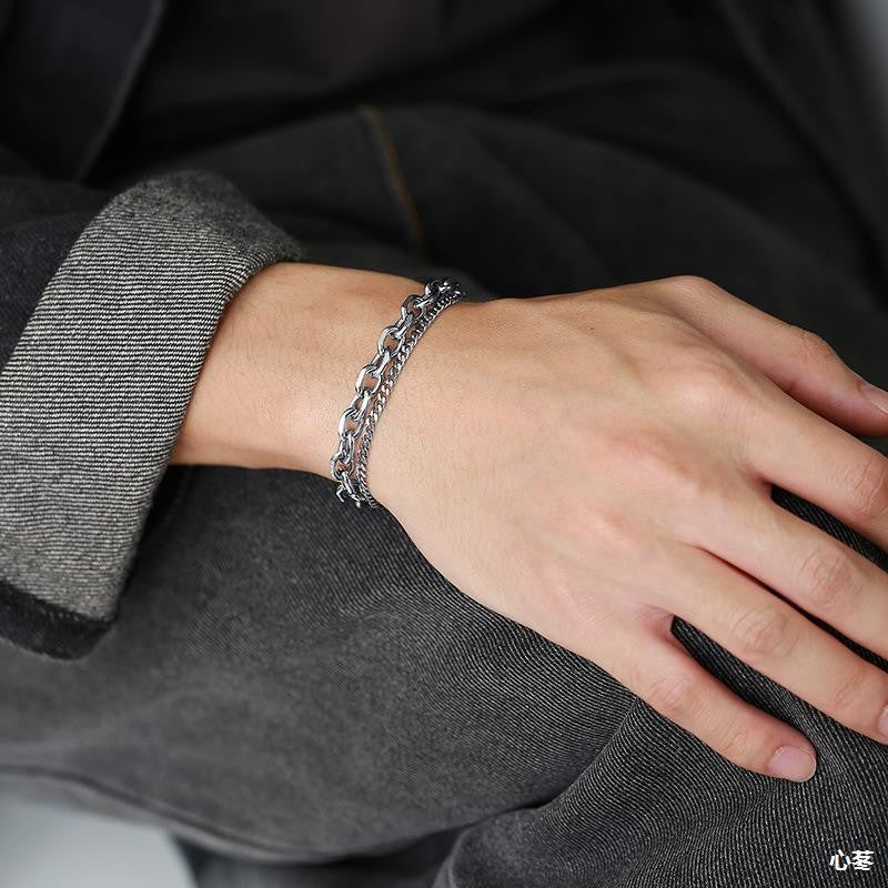 Wholesale Stainless Steel Double Layer Men's Multilayer Bracelet