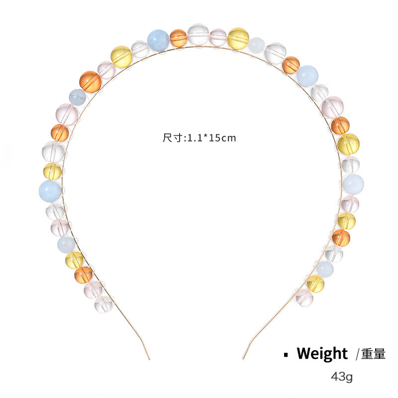 Wholesale Colorful Glass Beads Beaded Hair Hoops