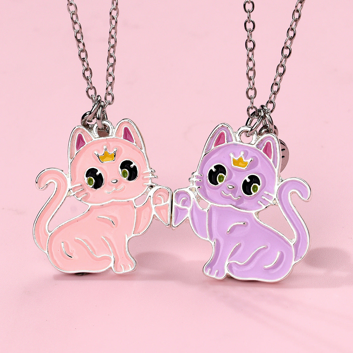 Wholesale children' s magnetic necklace BFF alloy jewelry cartoon girl pendant