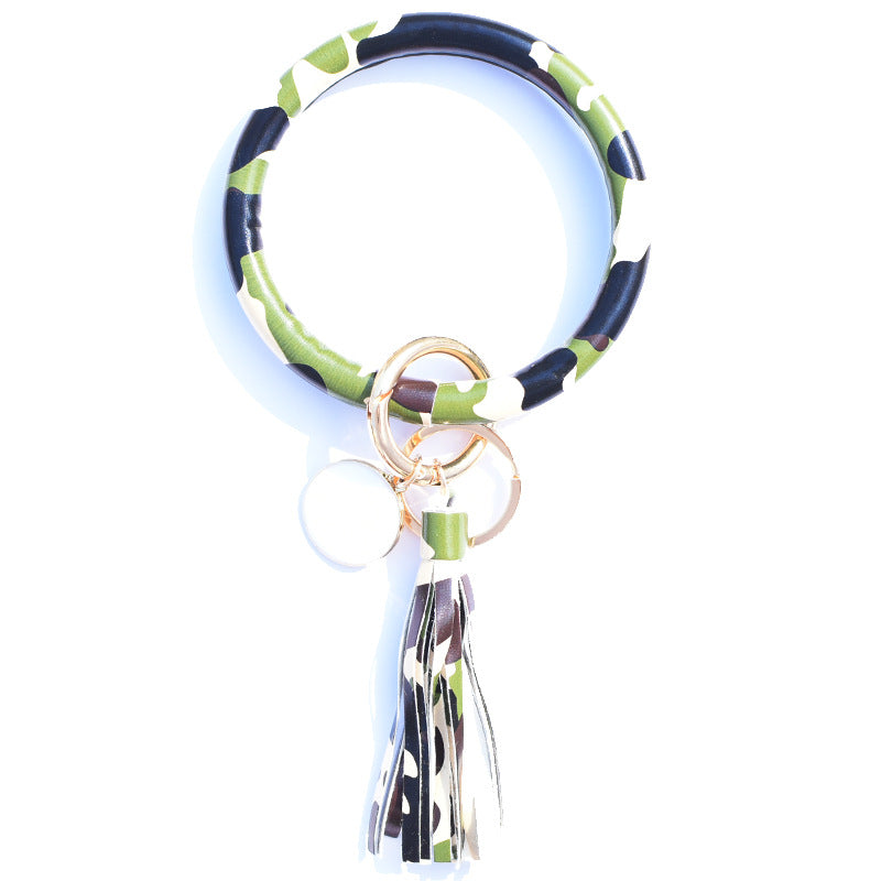 Wholesale Tie-dyed Bee Chrysanthemum Flag Simple Pu Leather Bracelet Keychain