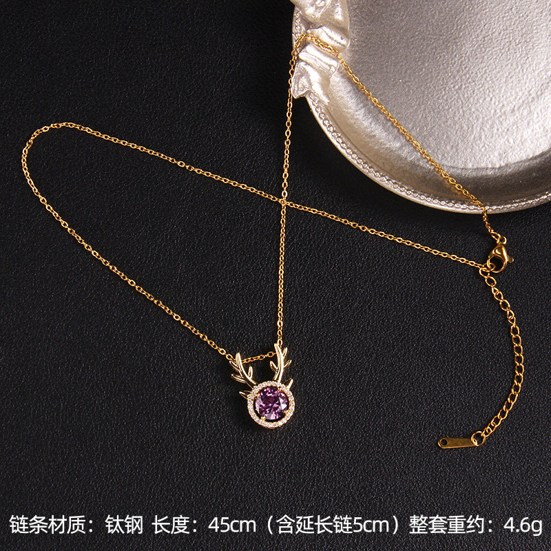 Wholesale Purple Zircon Necklace Heart Pendant Jewelry