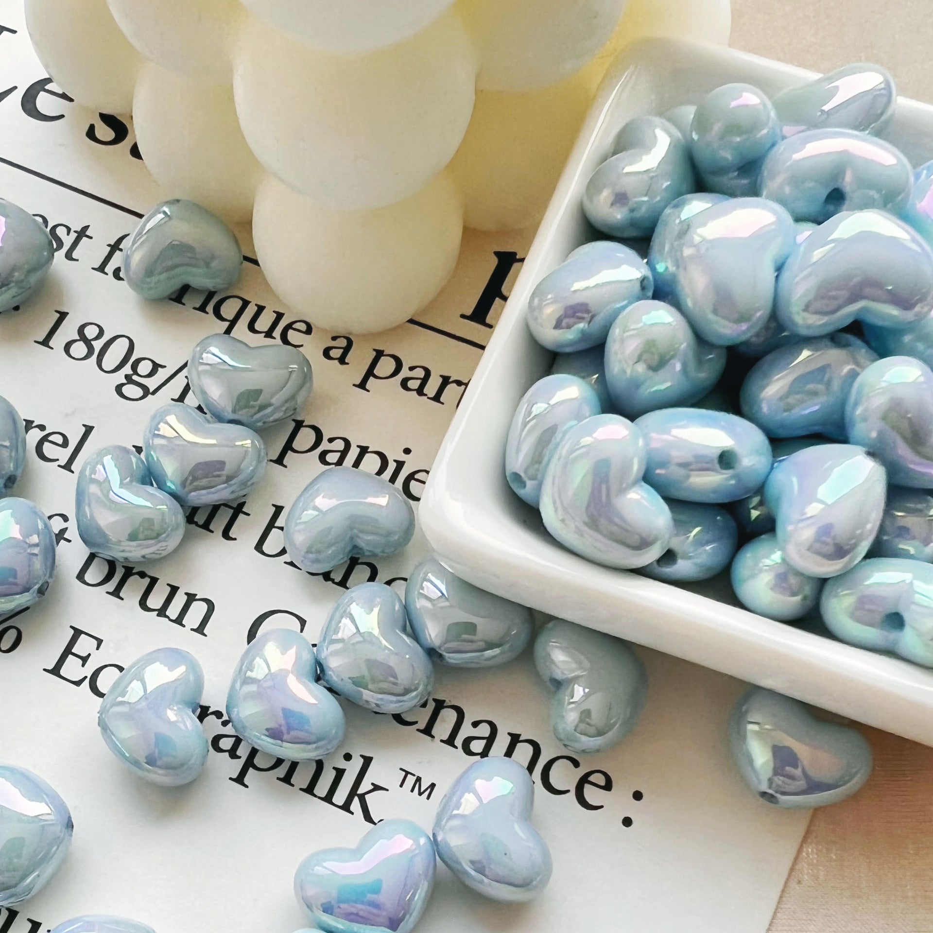 Wholesale 10pcs 10*13mm cream color love beads