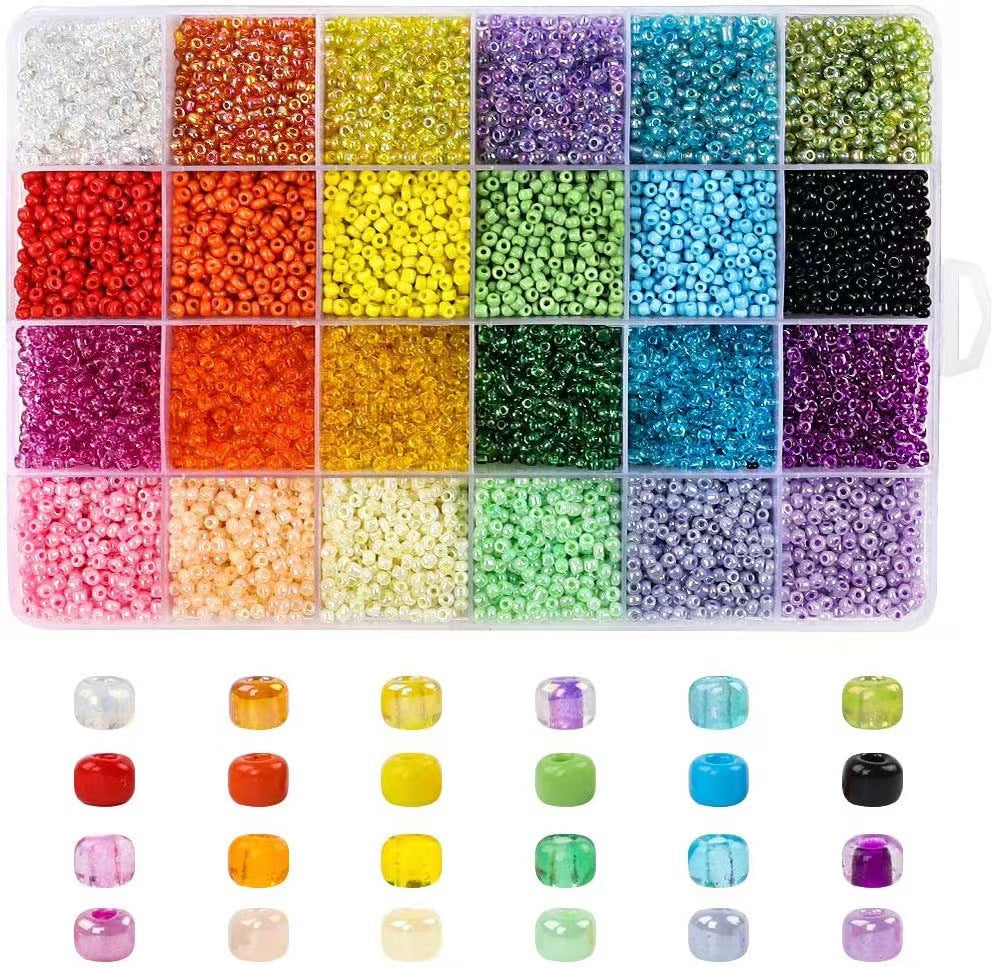 Wholesale DIY puzzle  Beaded 28 Boxed Set of Solid Color Paint Glass Beads DIY Bracelet Necklace Accessories Colorful Small Rice Beads